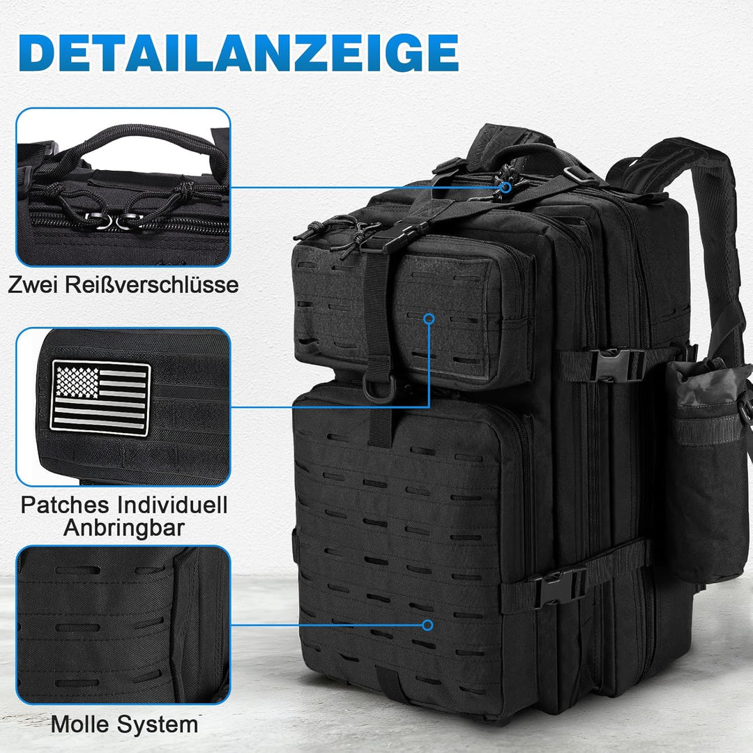SHANNA Trekkingrucksack, Wanderrucksäcke Militärrucksack 45L Armee Rucksack MOLLE Assault Pack Takti