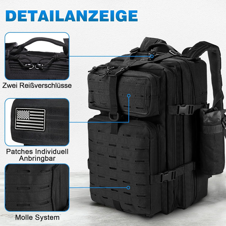 SHANNA Trekkingrucksack, Wanderrucksäcke Militärrucksack 45L Armee Rucksack MOLLE Assault Pack Takti