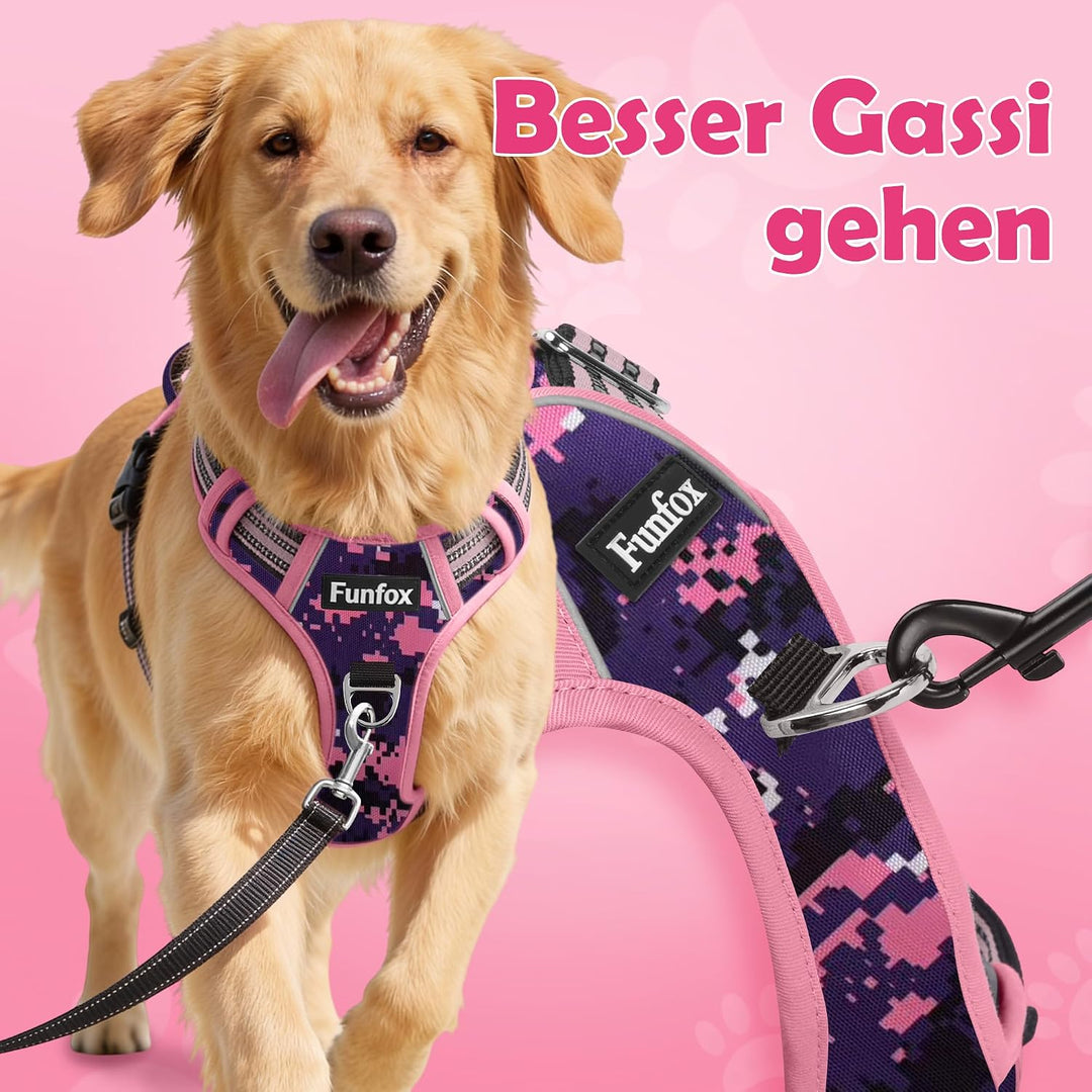 Funfox Hundegeschirr Mittelgrosse Hunde, Anti Zug Brustgeschirr Verstellbares Geschirr Hund mit Grif