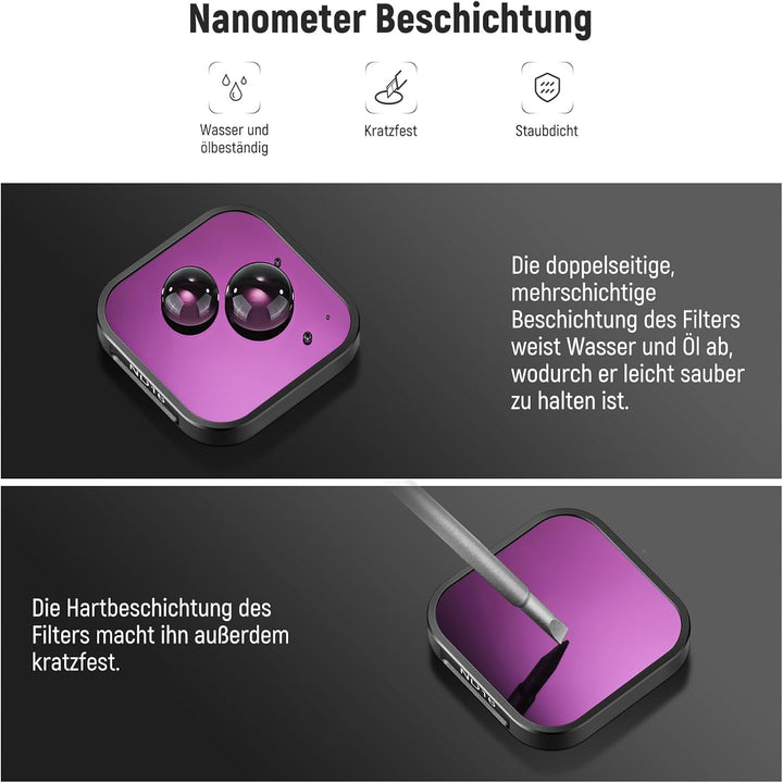 NEEWER ND Filter Set kompatibel mit GoPro Hero 13 12 11 10 9, 4er Pack (ND8 ND16 ND32 CPL) mehrfach