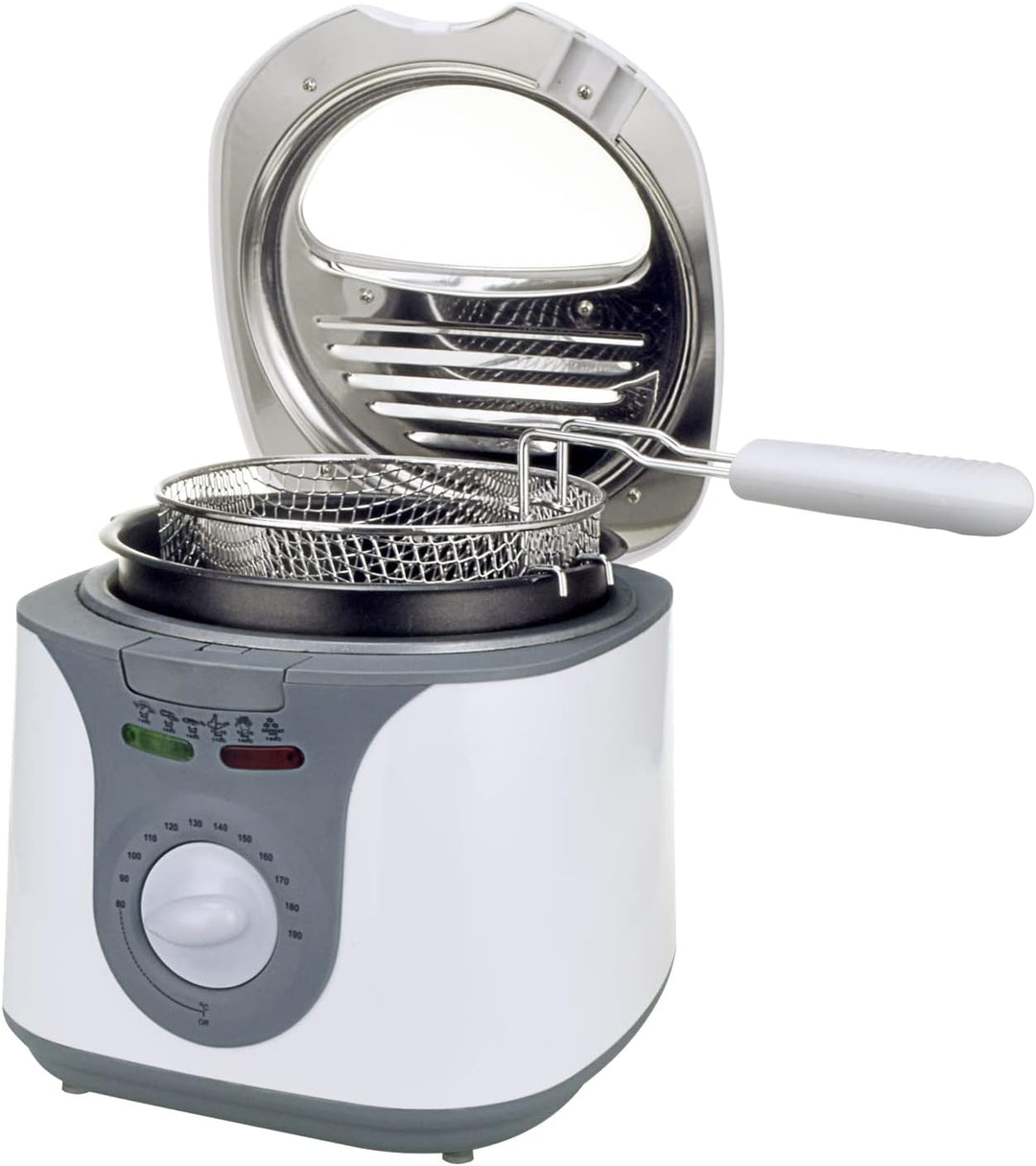Augosma Mini Fritteuse Mit öl | 1200-1450W l Kapazität: 2 Liter l Sichtfenster l Frittierkorb aus Ed