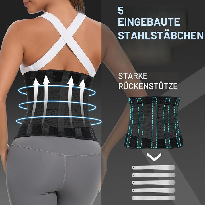 Jueachy Waist Trainer Damen Workout: Bauchweggürtel Damen Herren Fitness Gürtel Verstellbarer - Schw