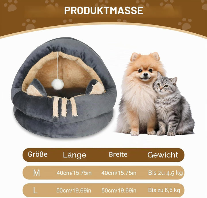 Katzenhöhle Katzen, Katzenbetten für den Innenbereich mit hängendem Spielzeug, Plüsch Haustier Katze