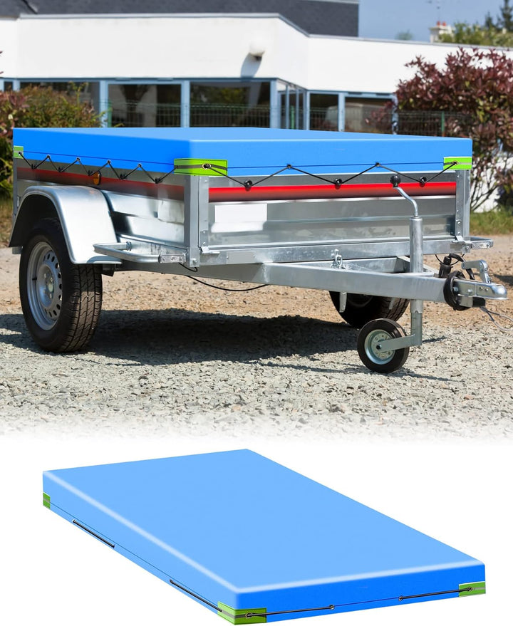 QWORK® Anhänger Flachplane mit Planenseil - 209x115x10 cm - Verstärktes 420D PVC Material - PKW Häng