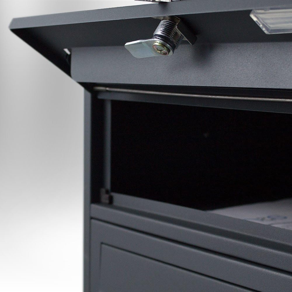 BITUXX® Stand-Briefkastenanlage Postkasten Letterbox Mailbox Doppelt u. Einzel Dunkelgrau (3 Fächer)