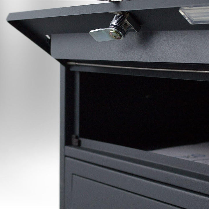 BITUXX® Stand-Briefkastenanlage Postkasten Letterbox Mailbox Doppelt u. Einzel Dunkelgrau (3 Fächer)