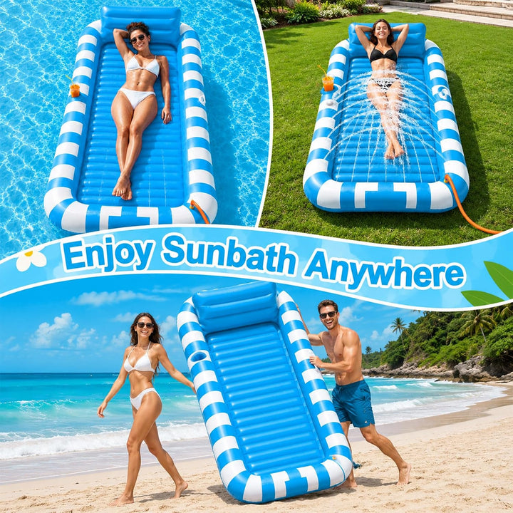 Luftmatratze Pool Erwachsene,Aufblasbar Schwimmmatratze mit Eingebautem Sprinkler,Pool Aufblasbares