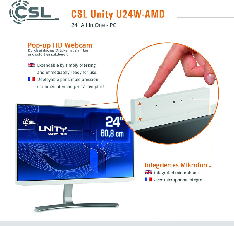 All-in-One-PC CSL Unity U24W-AMD, 60,5 cm (23,8 Zoll, 1920x1080 Full HD) - Leistungsstarker AIO (AMD