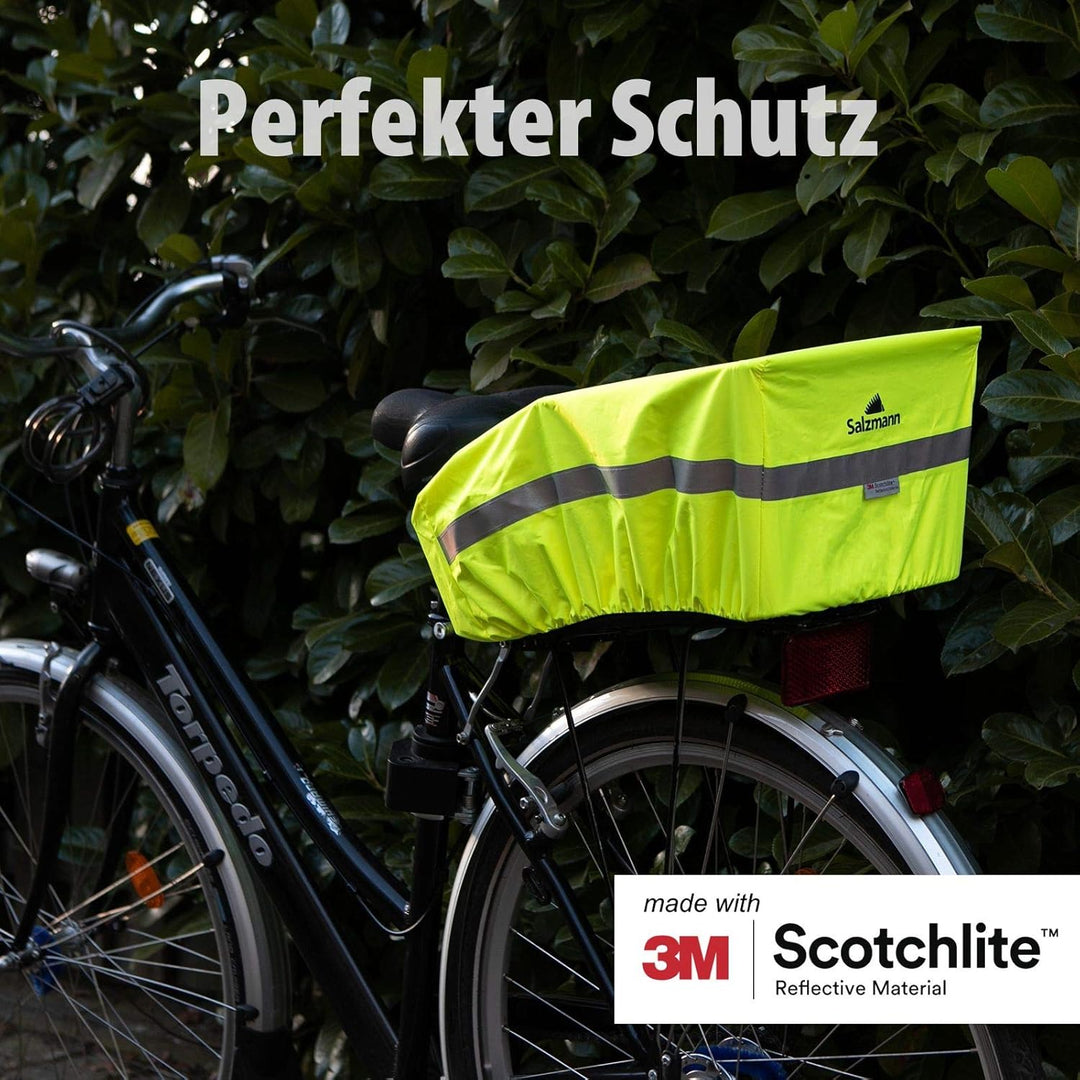 Salzmann 3M Reflektierender Regenschutz für Fahrradkörbe - wasserdichte Korbabdeckung - Hergestellt