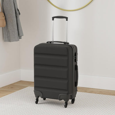 KONO Hartschalen ABS Koffer Trolley Rollkoffer Reisekoffer mit 4 Rollen Schwarz Gross Koffer, Schwar