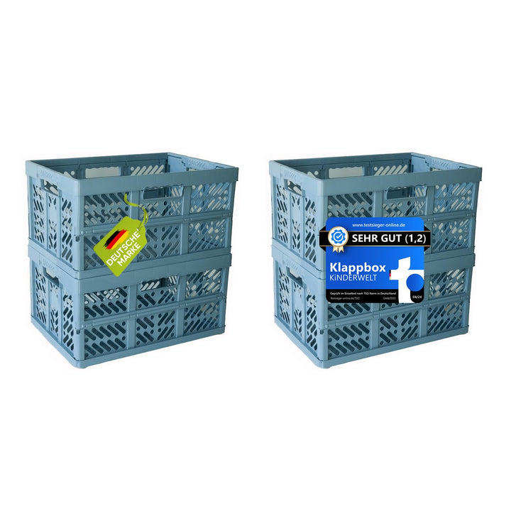KiNDERWELT 4 x Stabile Profi-Klappboxen blau mit Soft-Touch Griffen 4er Set Blau, 4er Set Blau