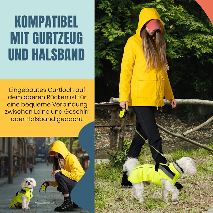 DOGOPAL Regenmantel Hund wasserdicht für kleine & grosse Hunde - Gelber Hunderegenmantel mit Reflekt