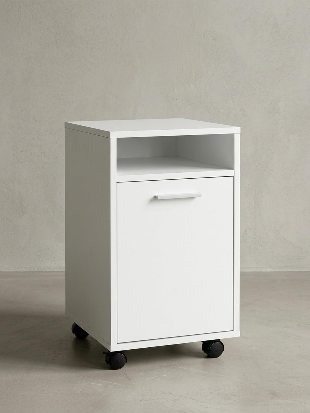 Rollcontainer Weiss 33x60x38cm Schubladenschrank | Schreibtisch-Container mit Tür &amp; Ablage | Bürocon
