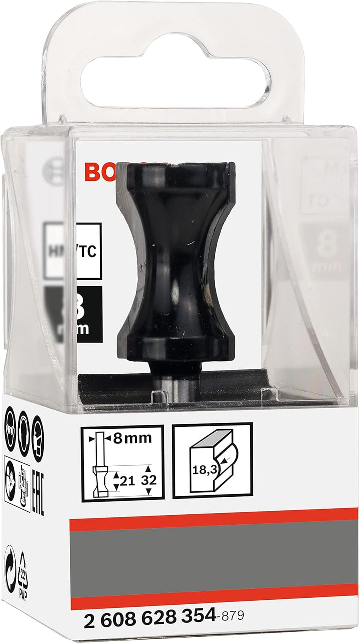 Bosch Professional 1x Flachstabfräser Standard for Wood (für Holz, Radius 16mm, Arbeitslänge 31.5mm,