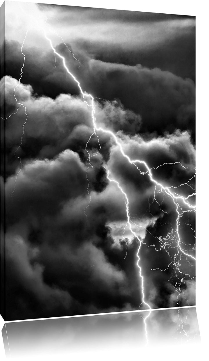 Pixxprint Blitze am Himmel als Leinwandbild/Grösse: 100x70 / Wandbild/Kunstdruck/fertig bespannt, 10