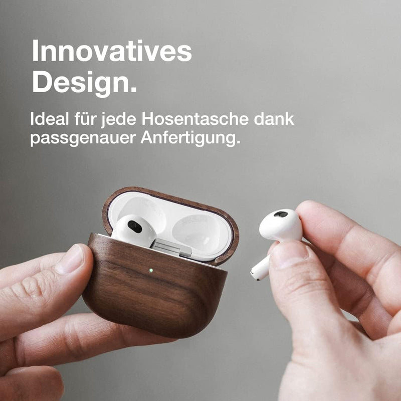 Woodcessories - Nachhaltiges Case kompatibel mit Airpods 3 Hülle Holz, Walnuss Holz, AirPods 3