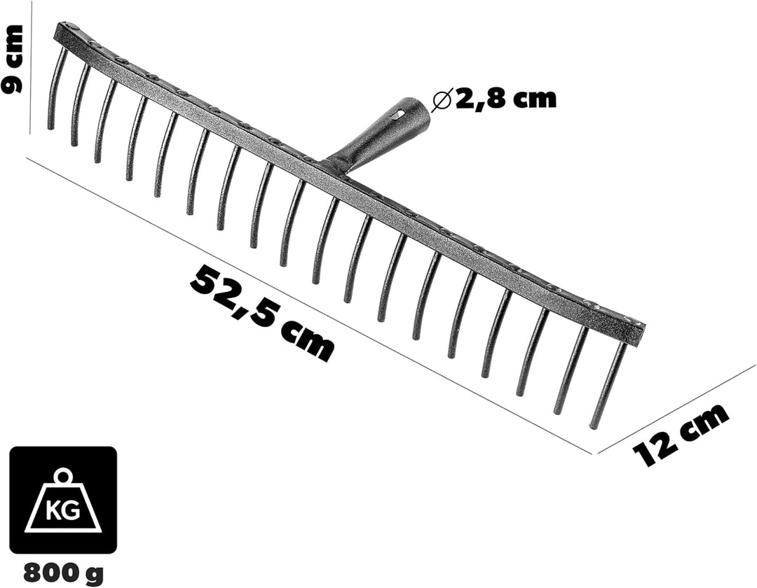 KADAX Gartenrechen aus Stahl, Steinrechen, Gartenharke ohne Stiel, Robuster Rechenkopf, Rechen für G