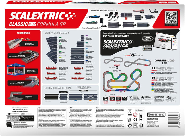 SCALEXTRIC - Klassische Rennstrecke - Komplette Rennstrecke - Autos und Bedienelemente inklusive - M