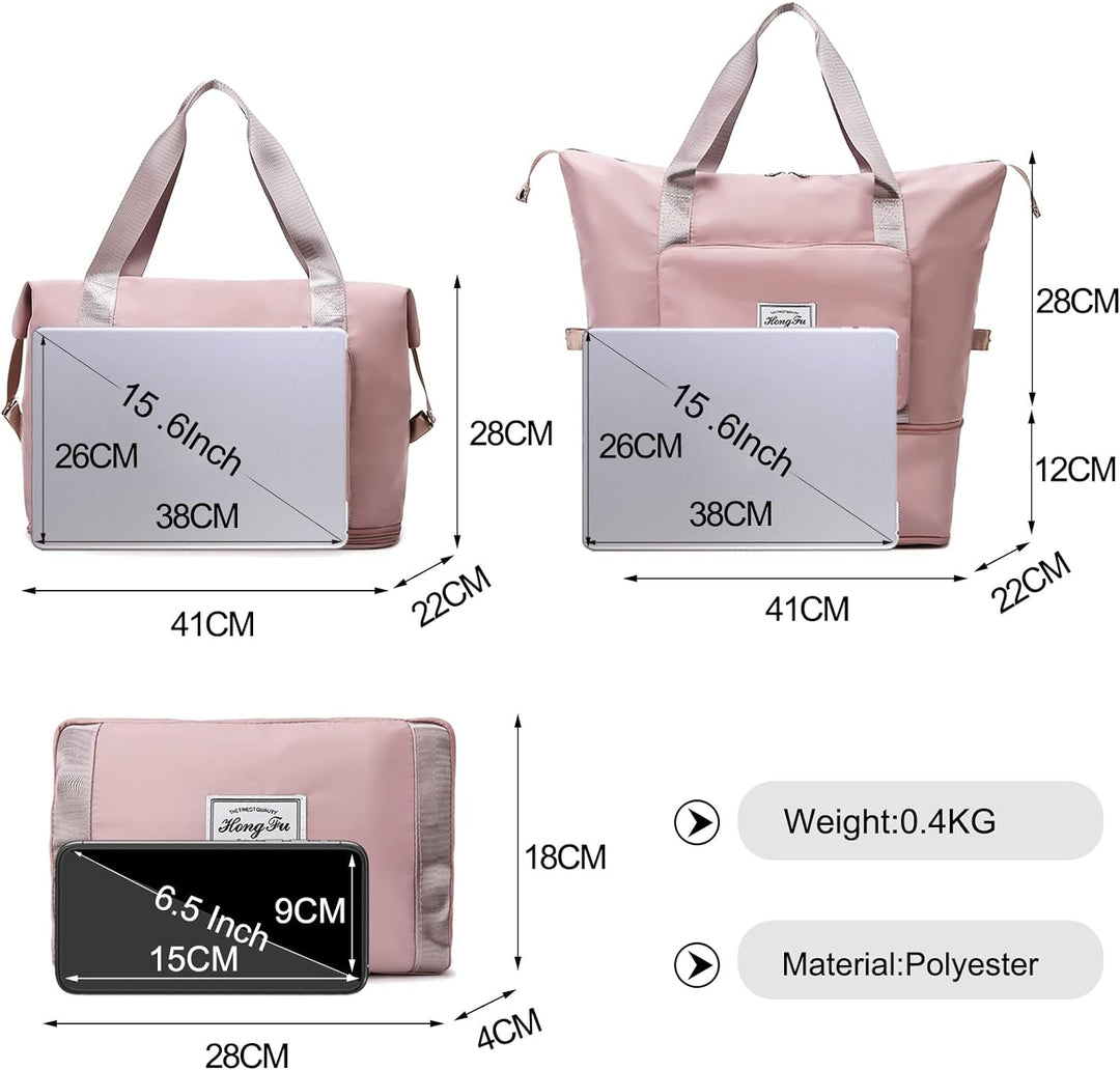 FANDARE Reisetaschen Handgepäck Tasche Faltbare Sporttasche Übernachtung Tote Handtasche Damen Herre