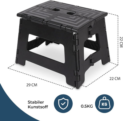 BUDDLEY Tritthocker klappbar – 23 cm hoher Tritt mit Anti-Rutsch-Design - Tragfähigkeit bis 99 kg -