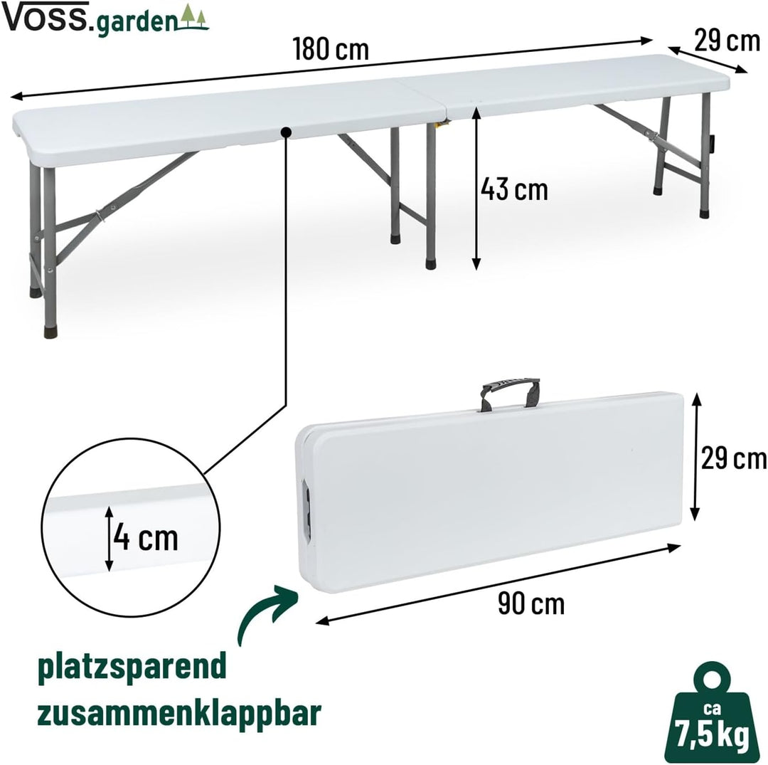 VOSS.garden Bierzeltgarnitur 180cm, 1x Tisch + 2X Bank, klappbar, Campingtisch