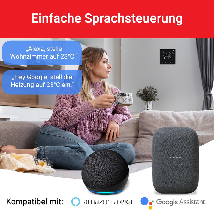 Elektrobock PT741B-EI Raumthermostat mit WiFi | Smartes Thermostat für Fussbodenheizung & Elektrohei