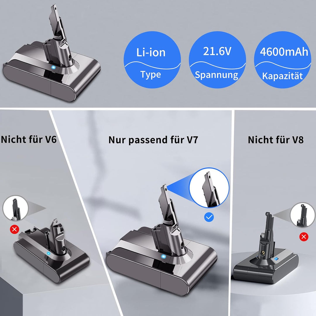AIMAX 4600mAh V7 Akku für Dyson Ersatzakku Kompatibel mit V7 Animal Motorhead Trigger SV11 Fluffy Ma