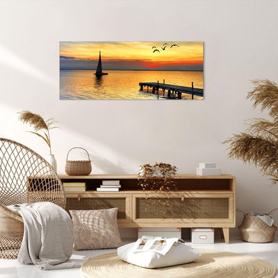 Wandbilder Dekoration Wohnzimmer Strand landschaft wasser brücke Panorama Bilder auf Leinwand 120x50