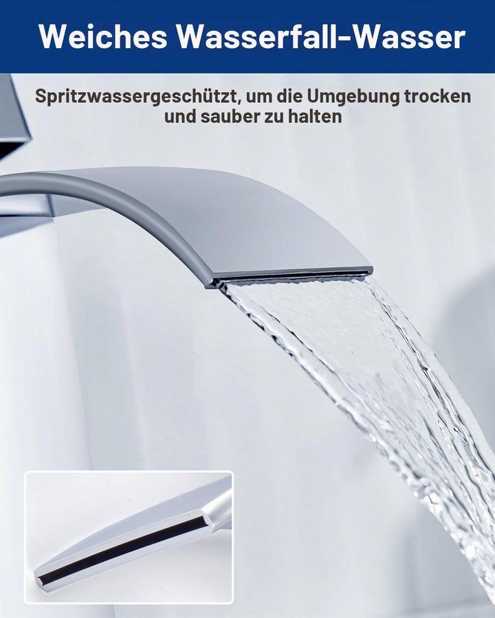 Wasserhahn Bad, CECIPA Wasserfall Wasserhahn Bad Edelstahl Waschtischarmatur Wasserfall mit Auslauf