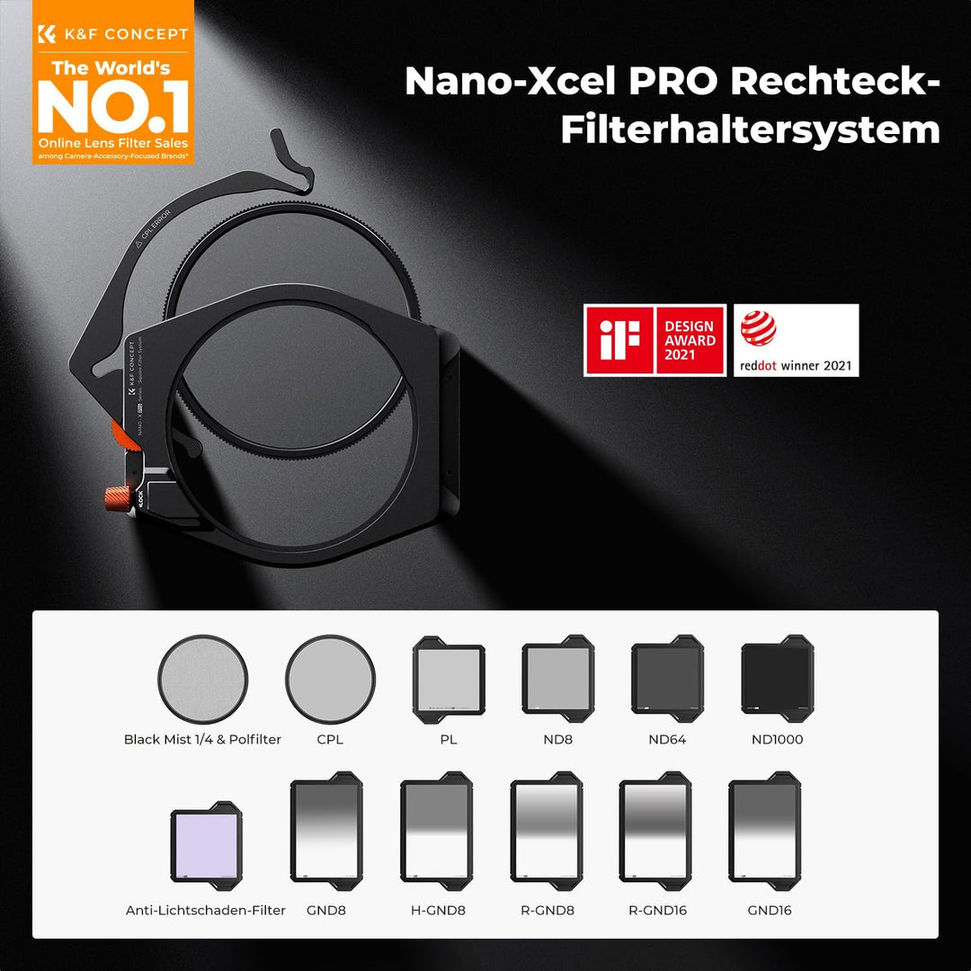 K&F Concept Nano X-PRO Rechteckfilter Set Square Filter Kit(inkl.95mm CPL Filter+ ND8/ND64/ND1000+ F