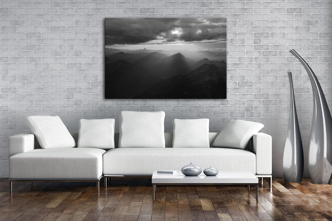 deyoli atemberaubende Aussicht von der Zugspitze Effekt: Schwarz/Weiss Format: 80x60 als Leinwand, M