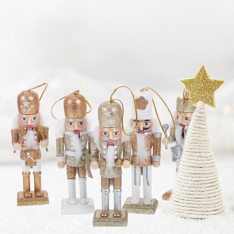 VALICLUD 5 Stücke Weihnachten Nussknacker Figuren Puppe Baumschmuck Soldaten Holz Dekofigur Weihnach