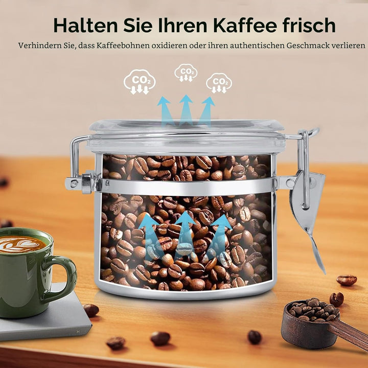 HERCHR Kaffeedose Luftdicht, Teedose Vorratsdose Kaffeebehälter Aus Edelstahl Mit Deckel, Kapazität