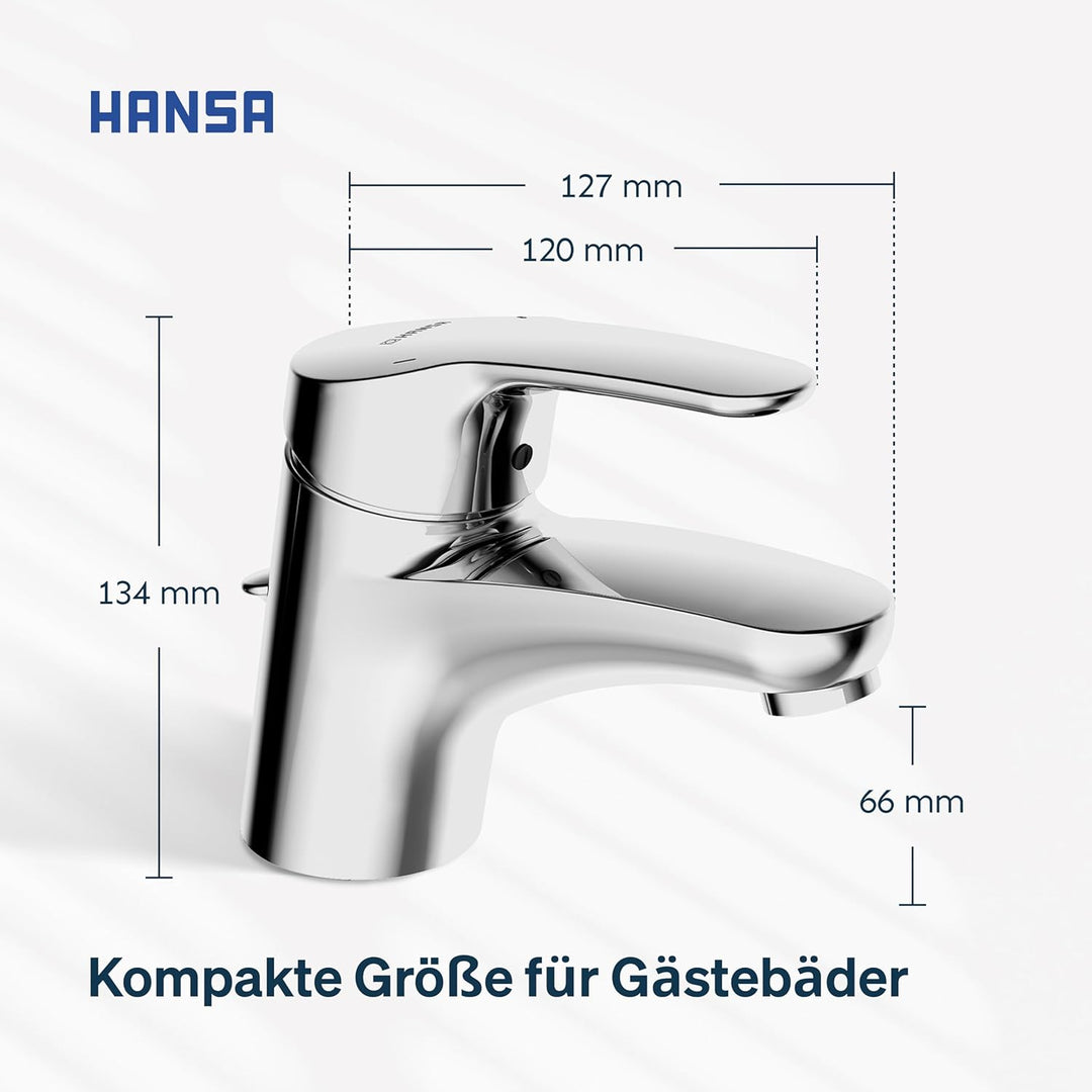 Hansa Waschtisch Einhebelmischer Hansamix, Wasserhahn mit Garnitur und flexiblem Druckschlauch, verc