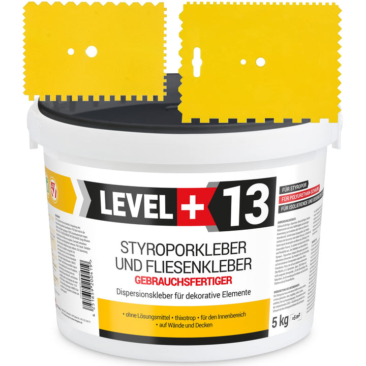 Styroporkleber 5kg + 2St. Zahnspachtel Kunstoff, Korkkleber Renoviervlies Dispersionkleber Flisenkle