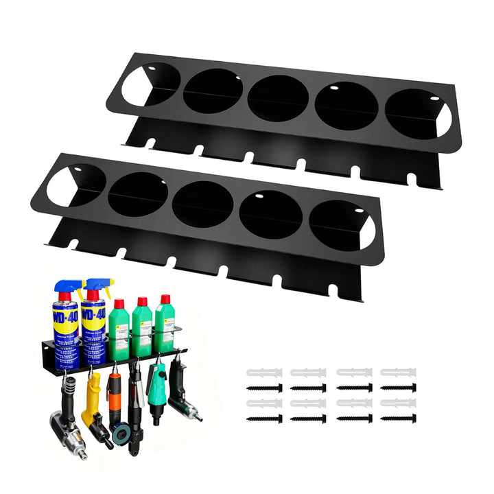 Sprühflaschen-Halterung 2er-Set, Aufbewahrungsregal mit 5 Fächern + 6 Schlitzen, Für Garage, Werksta