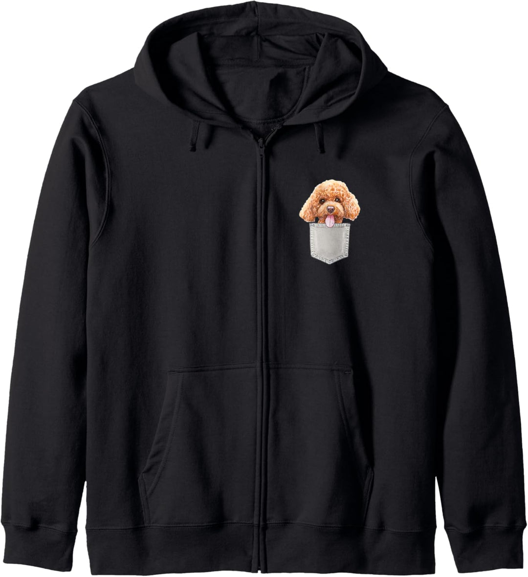 PUDEL Hund in Brusttasche Dog In A Pocket Geschenk Kapuzenjacke
