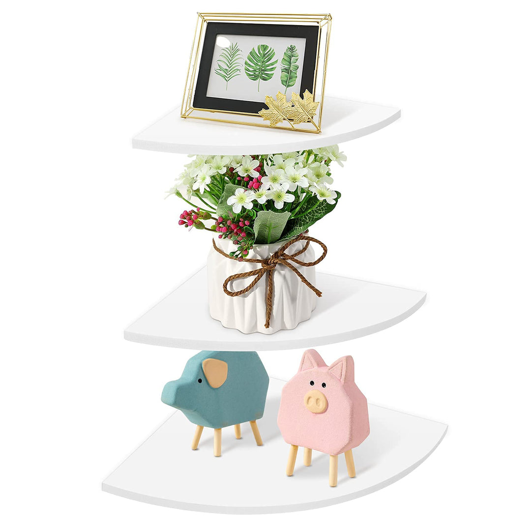 Eckregal Weiss, 3 Stück Wandregal Eckwandregal Bücherregale Schwimmendes Wand-Lagerregal Schwimmend