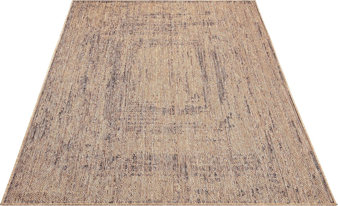 Paco Home Outdoor Teppich wetterfest & langlebig Flachgewebe in moderner Jute-Sisal-Optik in Naturtö