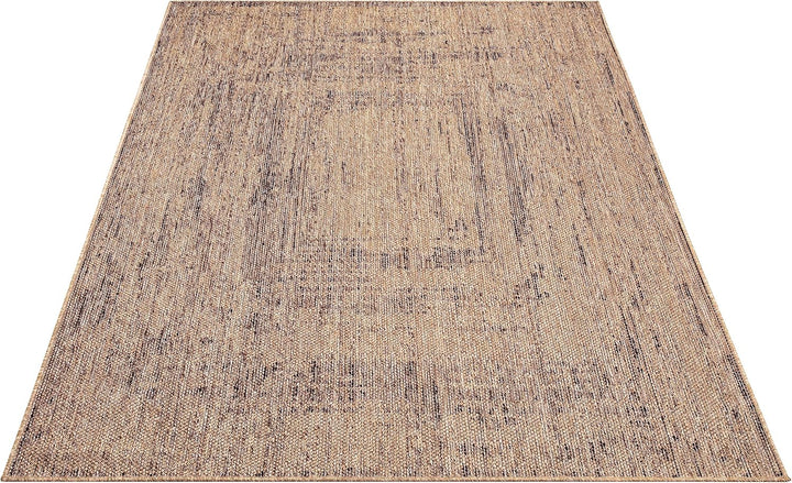 Paco Home Outdoor Teppich wetterfest & langlebig Flachgewebe in moderner Jute-Sisal-Optik in Naturtö