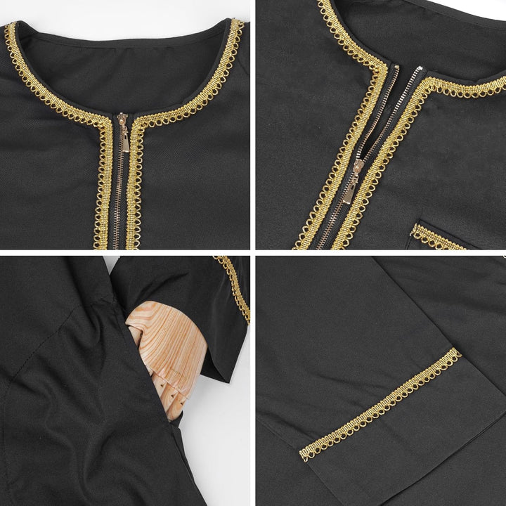 Kaftan Herren Lang Gebetskleidung für Männer Islamische Kleidung Herren Muslim Kleid Langarm Arabisc