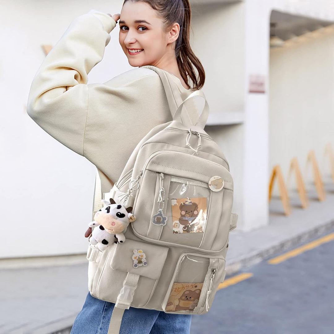 PORRASSO Mädchen Schulrucksack Süsser Schultasche Schüler Rucksäcke Teenager Nylon Daypack Damen Sch