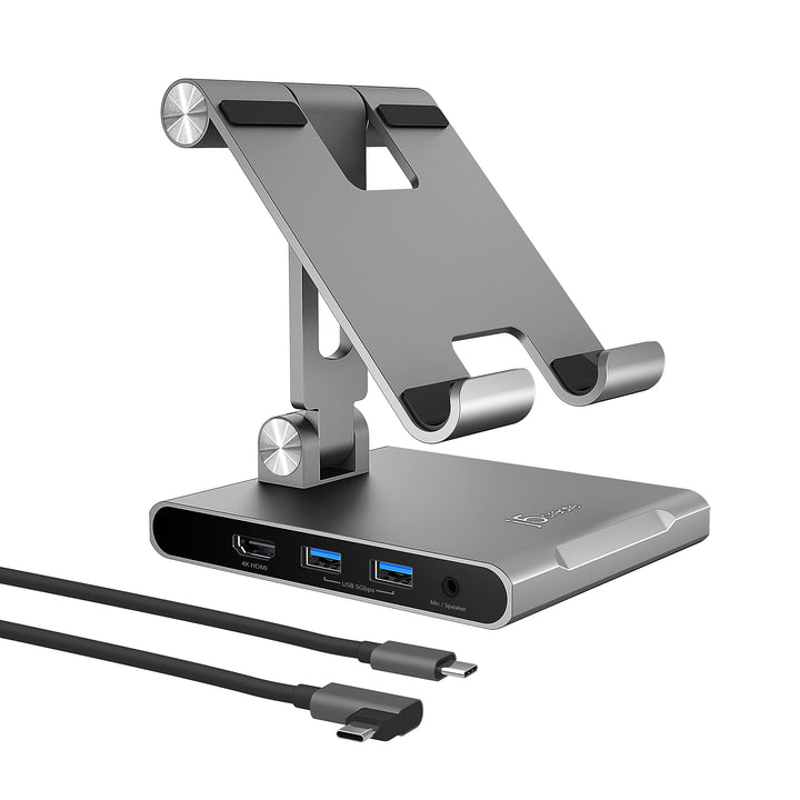 j5create Verstellbarer Tablet-Ständer mit USB Typ C Docking Station für iPad Pro/Air/Mini : 4K60 HDM