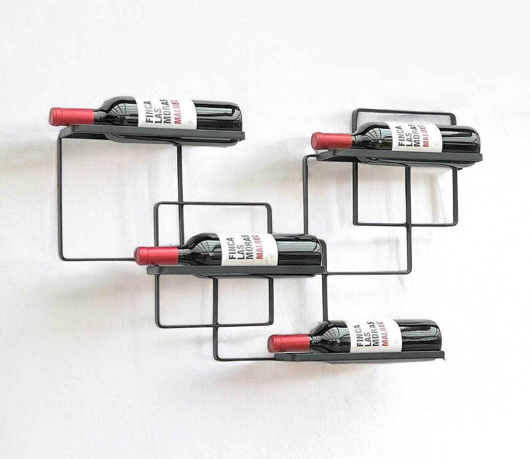 DanDiBo Weinregal Wand Metall Schwarz Wine Line Flaschenregal Flaschenständer Flaschenhalter für 4 F