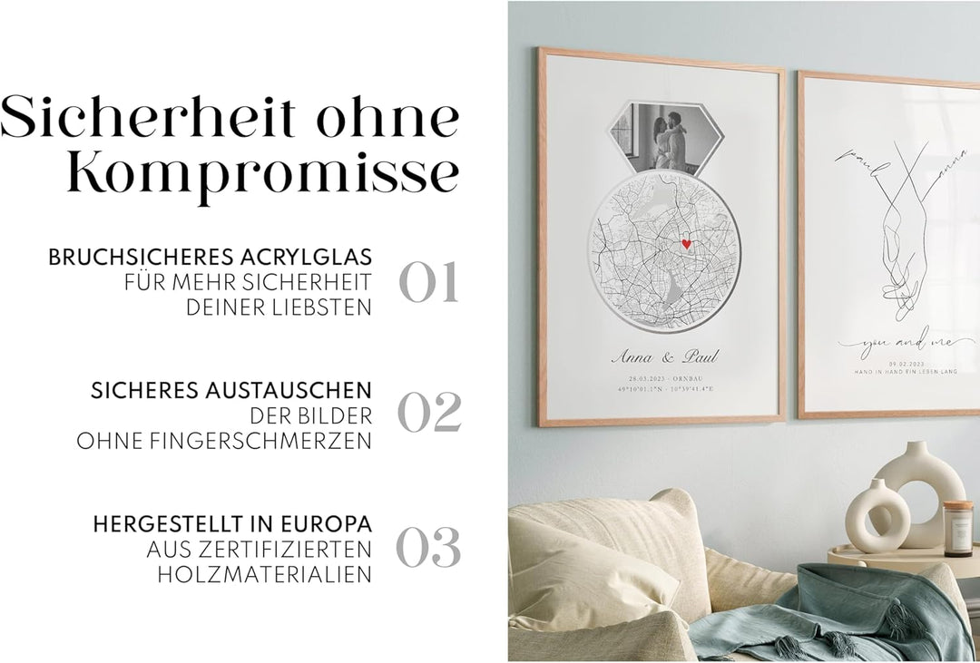 Artower® Bilderrahmen für DIN A2 42 x 60 cm Natur Holz Eiche Dünner Rahmen | Posterrahmen Gross Coll