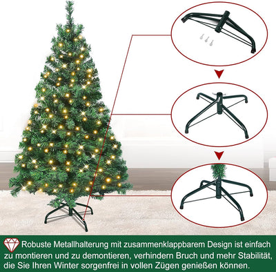 UISEBRT Weihnachtsbaum Künstlich mit Beleuchtung 120cm - LED Weihnachtsbäume Tannenbaum Christbaum D