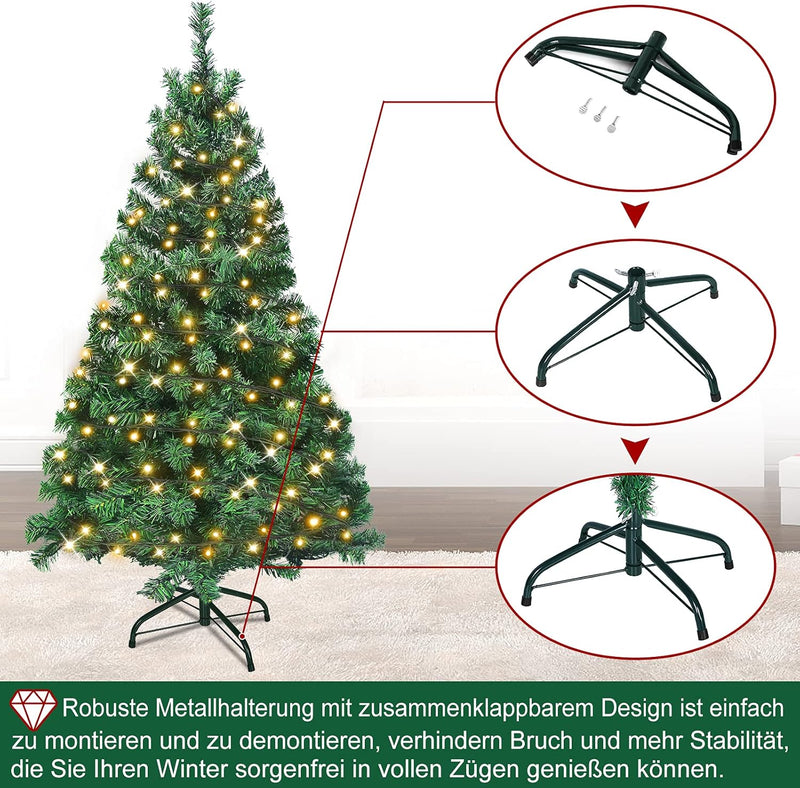 UISEBRT Weihnachtsbaum Künstlich mit Beleuchtung 120cm - LED Weihnachtsbäume Tannenbaum Christbaum D