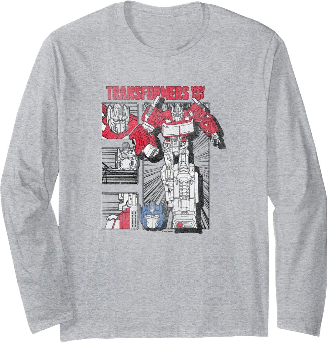 Transformers Optimus Prime Vintage Comic Book Style Panels Langarmshirt