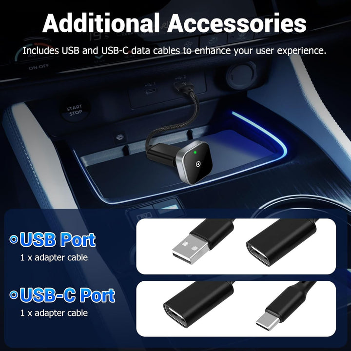 CarPlay Wireless Adapter für iPhone, Wired CarPlay auf kabelloses CarPlay, USB/Type-C, Plug &amp; Play,