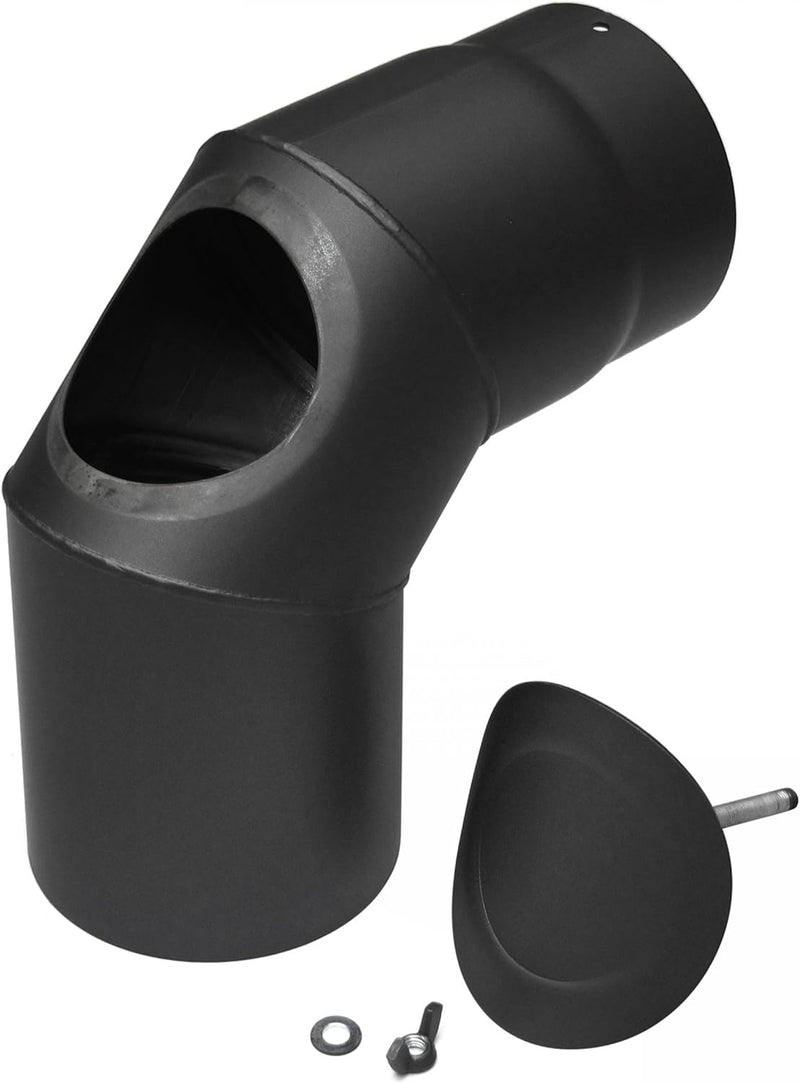 raik SH020-150-sw Raik Rauchrohrbogen/Ofenrohr 150mm - 90° mit Reinigungsöffnung